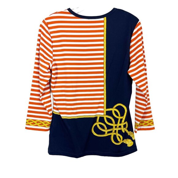 J. McLaughlin Catalina Cloth Striped Nautical Rope Print Long Sleeve Top MEDIUM - Picture 2 of 6